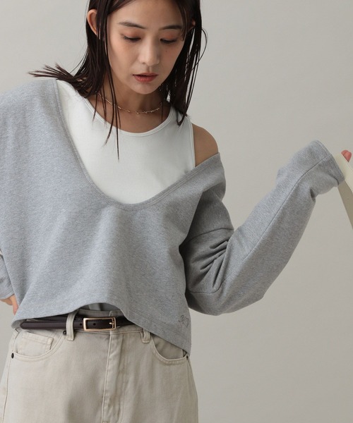 GLOBAL WORK(グローバルワーク)の「MATINEE LINE/Wフロントレイヤードプルオーバー/288779(Tシャツ/カットソー・レディース・スミクロ/ナチュラル/杢グレー・MEDIUM/LARGE)」の15枚目の写真