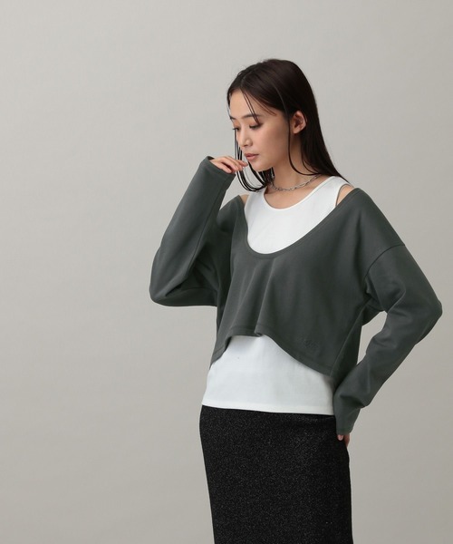 GLOBAL WORK(グローバルワーク)の「MATINEE LINE/Wフロントレイヤードプルオーバー/288779(Tシャツ/カットソー・レディース・スミクロ/ナチュラル/杢グレー・MEDIUM/LARGE)」の6枚目の写真