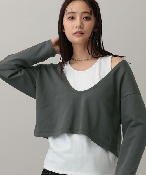 GLOBAL WORK(グローバルワーク)の「MATINEE LINE/Wフロントレイヤードプルオーバー/288779(Tシャツ/カットソー・レディース・スミクロ/ナチュラル/杢グレー・MEDIUM/LARGE)」の8枚目の写真