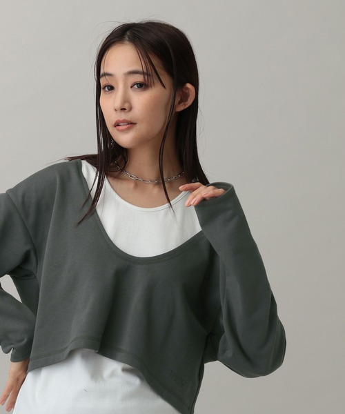 GLOBAL WORK(グローバルワーク)の「MATINEE LINE/Wフロントレイヤードプルオーバー/288779(Tシャツ/カットソー・レディース・スミクロ/ナチュラル/杢グレー・MEDIUM/LARGE)」の10枚目の写真