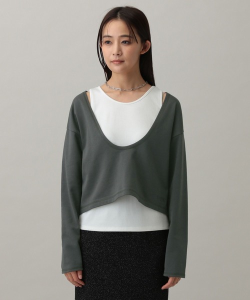 GLOBAL WORK(グローバルワーク)の「MATINEE LINE/Wフロントレイヤードプルオーバー/288779(Tシャツ/カットソー・レディース・スミクロ/ナチュラル/杢グレー・MEDIUM/LARGE)」の22枚目の写真