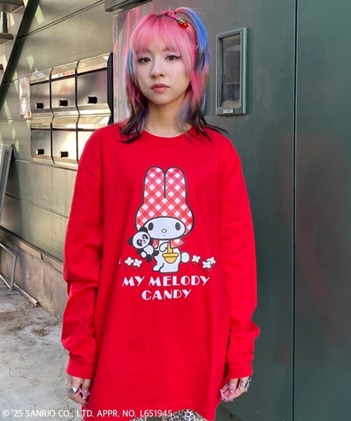 Candy Stripper(キャンディストリッパー)の「【MY MELODY】HUGGING PEPE L/S Tシャツ(Tシャツ/カットソー・レディース・ピンク/オフホワイト/レッド・FREE)」の3枚目の写真