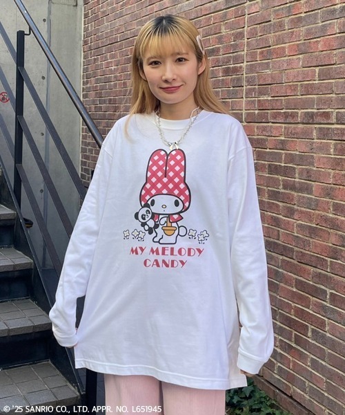 Candy Stripper(キャンディストリッパー)の「【MY MELODY】HUGGING PEPE L/S Tシャツ(Tシャツ/カットソー・レディース・ピンク/オフホワイト/レッド・FREE)」の2枚目の写真