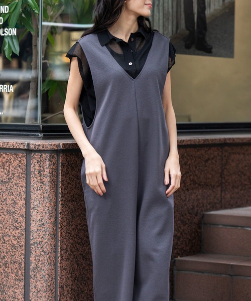 Munich(ミューニック)の「ブークレーダンボールコンビネゾン(つなぎ/オールインワン・レディース・グレイッシュベージュ/ブラック/ダークグレー・S/M)」の5枚目の写真