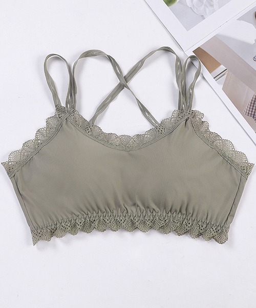 SAISON DE PAPILLON（セゾンドパピヨン）の「レース&バッククロスブラトップ（インナーウェア/肌着・レディース・ホワイト/ブラック/グレー/グリーン/ラベンダー・M）」の4枚目の写真