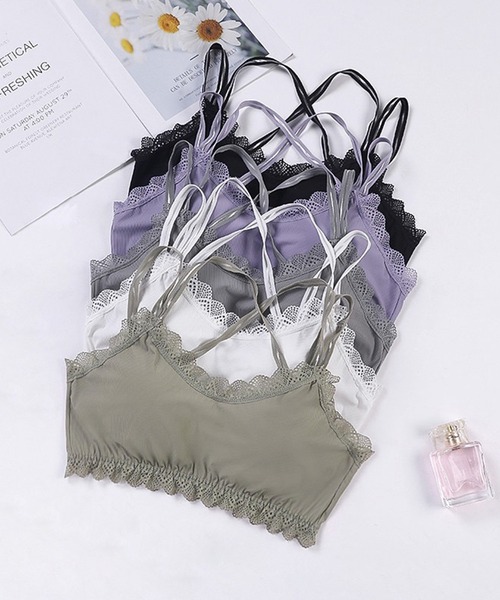 SAISON DE PAPILLON（セゾンドパピヨン）の「レース&バッククロスブラトップ（インナーウェア/肌着・レディース・ホワイト/ブラック/グレー/グリーン/ラベンダー・M）」の6枚目の写真