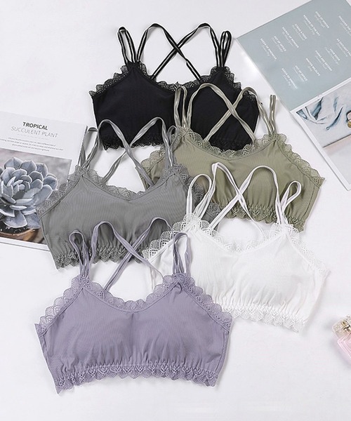 SAISON DE PAPILLON（セゾンドパピヨン）の「レース&バッククロスブラトップ（インナーウェア/肌着・レディース・ホワイト/ブラック/グレー/グリーン/ラベンダー・M）」の7枚目の写真