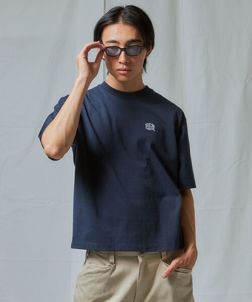 BEN DAVIS（ベンデイビス）の「【BEN DAVIS（ベンデイビス）】ELLIPSE EMB CROPPED TEE / Tシャツ 半袖 ワンポイント 短丈 クルーネック（Tシャツ/カットソー・メンズ・ダークグリーン/ブラック/ネイビー・MEDIUM/LARGE/X-LARGE）」の3枚目の写真