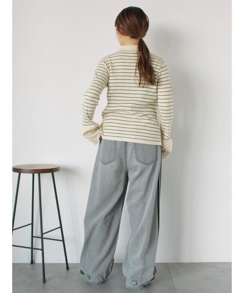 ehka sopo(エヘカソポ)の「ボーダー襟付リブカーディガン(カーディガン/ボレロ・レディース・ブルー/モカ/キナリ/グレー・F)」の12枚目の写真