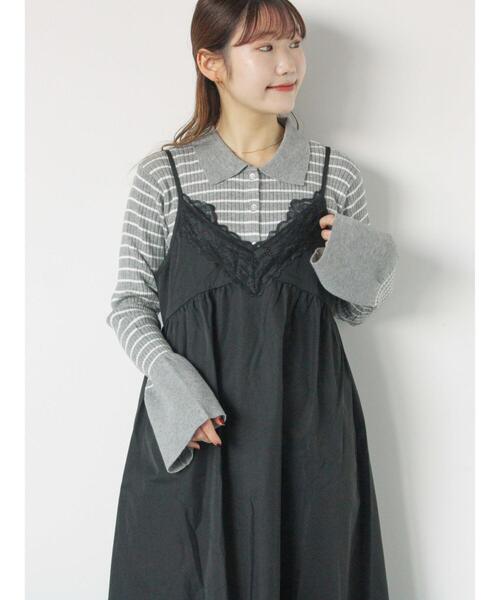 ehka sopo(エヘカソポ)の「ボーダー襟付リブカーディガン(カーディガン/ボレロ・レディース・ブルー/モカ/キナリ/グレー・F)」の13枚目の写真