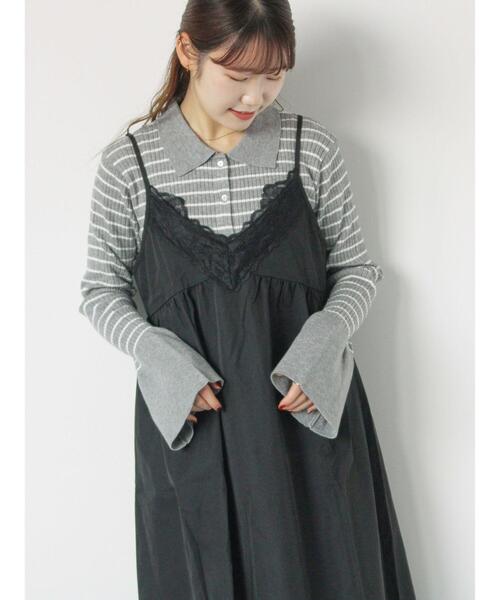 ehka sopo(エヘカソポ)の「ボーダー襟付リブカーディガン(カーディガン/ボレロ・レディース・ブルー/モカ/キナリ/グレー・F)」の14枚目の写真