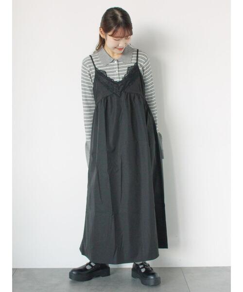 ehka sopo(エヘカソポ)の「ボーダー襟付リブカーディガン(カーディガン/ボレロ・レディース・ブルー/モカ/キナリ/グレー・F)」の15枚目の写真