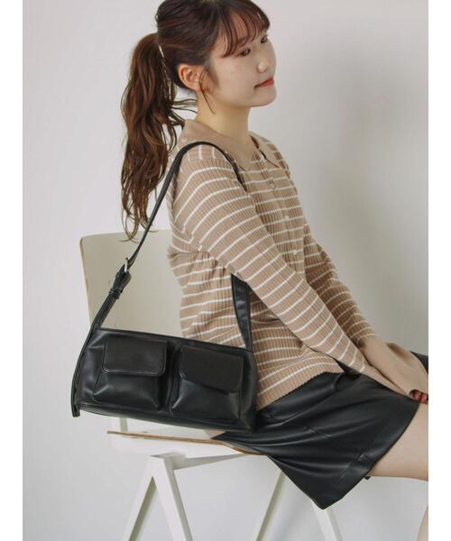 ehka sopo(エヘカソポ)の「ボーダー襟付リブカーディガン(カーディガン/ボレロ・レディース・ブルー/モカ/キナリ/グレー・F)」の21枚目の写真