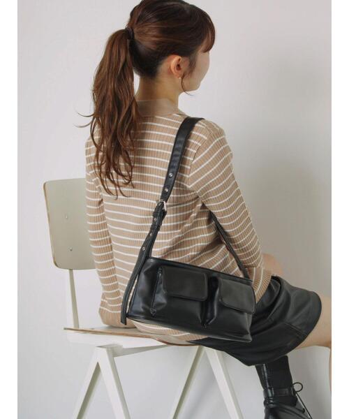 ehka sopo(エヘカソポ)の「ボーダー襟付リブカーディガン(カーディガン/ボレロ・レディース・ブルー/モカ/キナリ/グレー・F)」の22枚目の写真