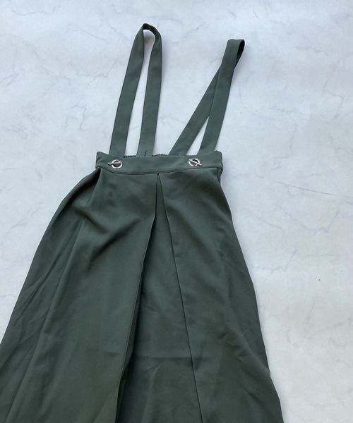 AS KNOW AS plus（アズノゥアズプラス）の「●取り外し可能サスペンダー付き タック入りフレアロングスカート（スカート・レディース・カーキ/ブラック/ブラック系・FREE）」の10枚目の写真