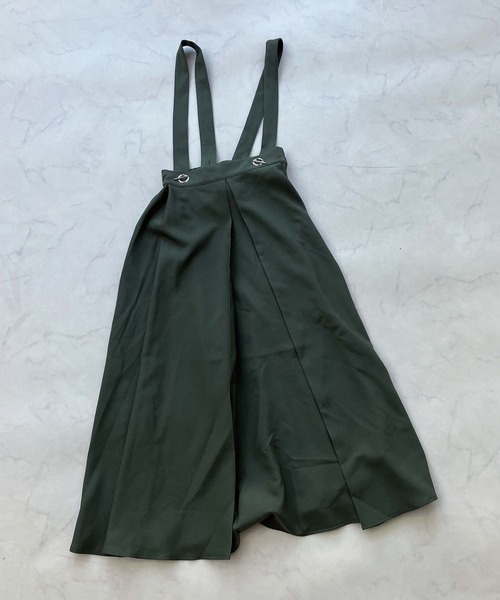 AS KNOW AS plus（アズノゥアズプラス）の「●取り外し可能サスペンダー付き タック入りフレアロングスカート（スカート・レディース・カーキ/ブラック/ブラック系・FREE）」の11枚目の写真