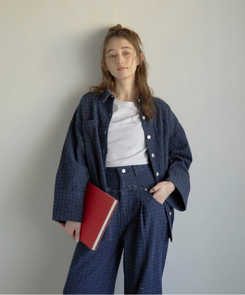 セール】【MINERTE】crush denim big cuffs shirt / クラッシュ