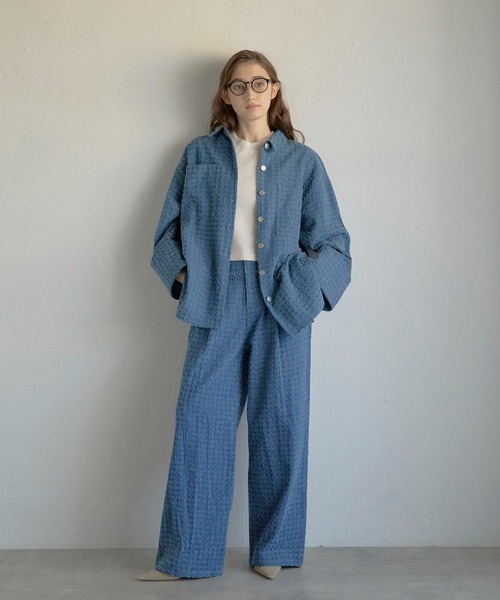 MINERTE（ミネルテ）の「【MINERTE】crush denim big cuffs shirt / クラッシュデニムビッグカフスシャツ（シャツ/ブラウス・レディース・ブルー/インディゴブルー・FREE）」の10枚目の写真