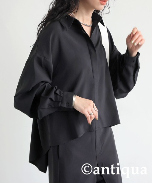 antiqua(アンティカ)の「レイヤードデザインシャツ(シャツ/ブラウス・レディース・グレー/ブラック・ONESIZE)」の8枚目の写真