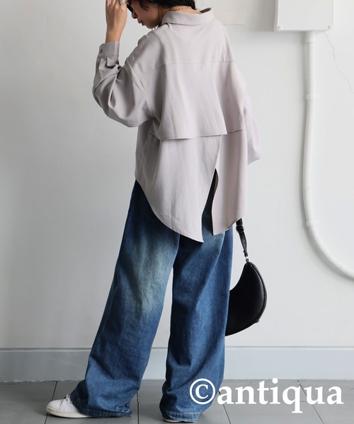 antiqua(アンティカ)の「レイヤードデザインシャツ(シャツ/ブラウス・レディース・グレー/ブラック・ONESIZE)」の6枚目の写真