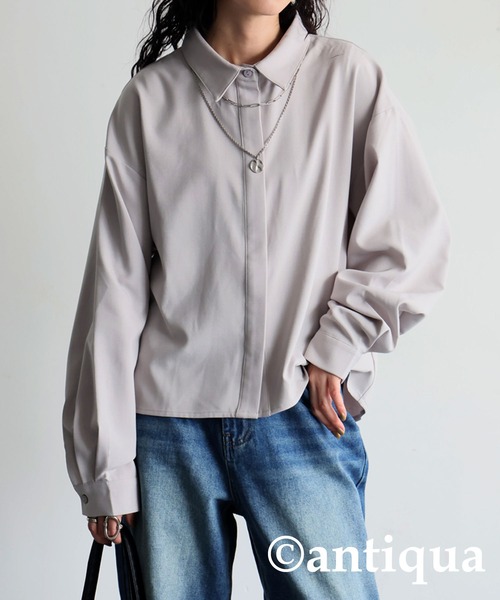 antiqua(アンティカ)の「レイヤードデザインシャツ(シャツ/ブラウス・レディース・グレー/ブラック・ONESIZE)」の14枚目の写真