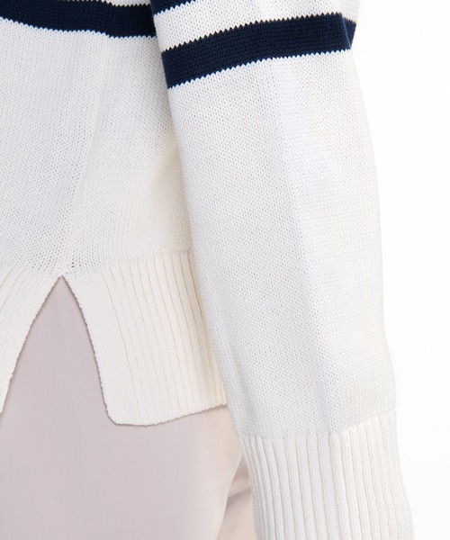 AIGLE(エーグル)の「オーガニックコットン マリンボーダーニットセーター(ニット/セーター・レディース・ホワイト/ダークブルー・M/S)」の6枚目の写真
