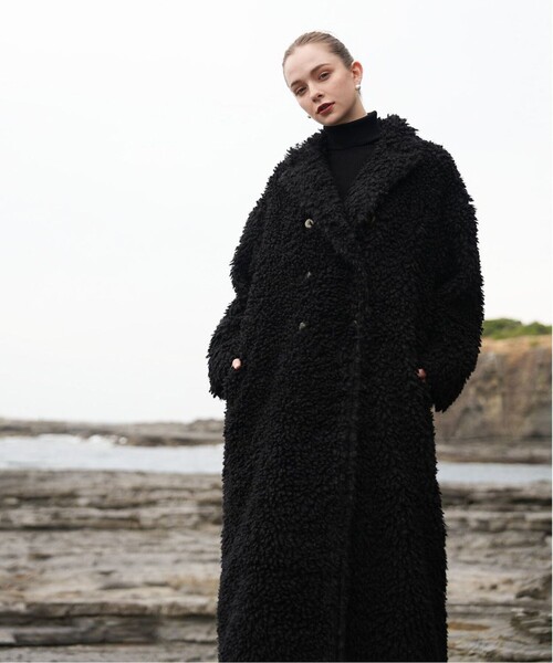 STUDIOUS(ステュディオス)の「【ACKA/エーシーケーエー】poodle boa long coat/プードルボアロングコート(その他アウター・レディース・ブラック・2)」の4枚目の写真