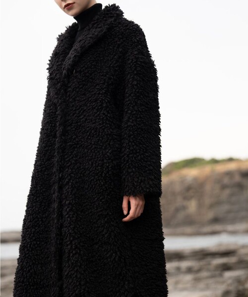 STUDIOUS(ステュディオス)の「【ACKA/エーシーケーエー】poodle boa long coat/プードルボアロングコート(その他アウター・レディース・ブラック・2)」の5枚目の写真