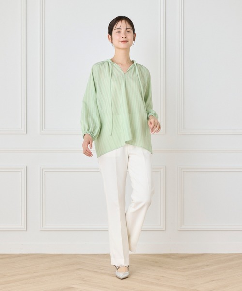 美品 イネド INED 2024 半袖リネンブラウス 定価2.4万 シャツ セール】イネド INED リネンオーバーブラウス(504746591