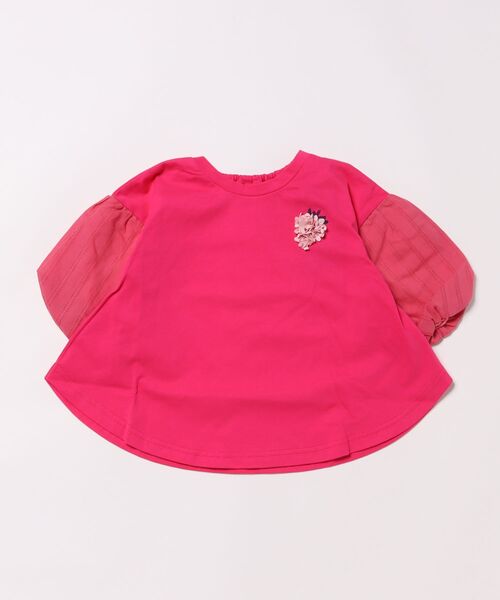HAKKA KIDS(ハッカキッズ)の「ワンポイントいちごモチーフチュニック(Tシャツ/カットソー・キッズ・オフホワイト/ピンク・100cm/110cm/120cm/130cm)」の2枚目の写真