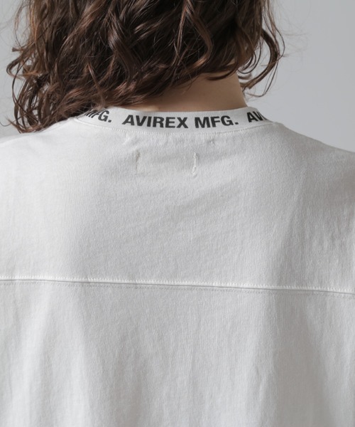 AVIREX(アヴィレックス)の「OPEN COLLAR PRINT T-SHIRT/オープンカラープリントTシャツ(Tシャツ/カットソー・レディース・オフホワイト/サックスブルー/ブラック・F)」の8枚目の写真