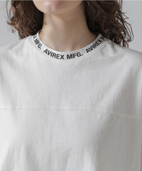 AVIREX(アヴィレックス)の「OPEN COLLAR PRINT T-SHIRT/オープンカラープリントTシャツ(Tシャツ/カットソー・レディース・オフホワイト/サックスブルー/ブラック・F)」の9枚目の写真