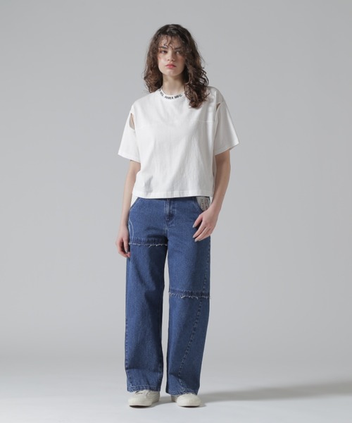 AVIREX(アヴィレックス)の「OPEN COLLAR PRINT T-SHIRT/オープンカラープリントTシャツ(Tシャツ/カットソー・レディース・オフホワイト/サックスブルー/ブラック・F)」の7枚目の写真