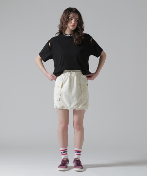 AVIREX(アヴィレックス)の「OPEN COLLAR PRINT T-SHIRT/オープンカラープリントTシャツ(Tシャツ/カットソー・レディース・オフホワイト/サックスブルー/ブラック・F)」の15枚目の写真