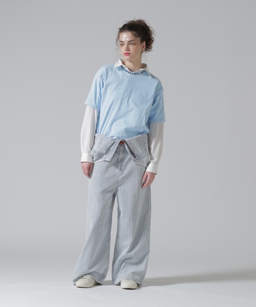 AVIREX(アヴィレックス)の「OPEN COLLAR PRINT T-SHIRT/オープンカラープリントTシャツ(Tシャツ/カットソー・レディース・オフホワイト/サックスブルー/ブラック・F)」の17枚目の写真