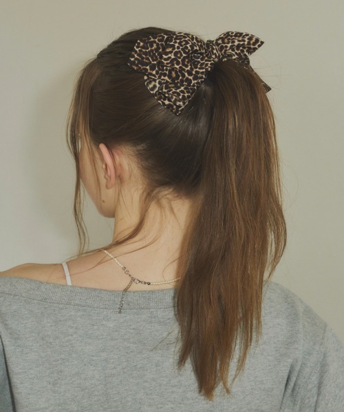 leopard ribbon barrette / レオパードリボンバレッタ（バレッタ