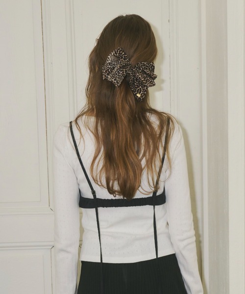 レオパードバレッタ ヘアアクセサリ Leopard EyeletBow Barrette leopard ribbon barrette / レオパードリボンバレッタ（バレッタ