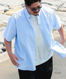 B&T CLUB (ビーアンドティークラブ) COOLMAX シアサッカー 無地 ボタンダウン 半袖 シャツ