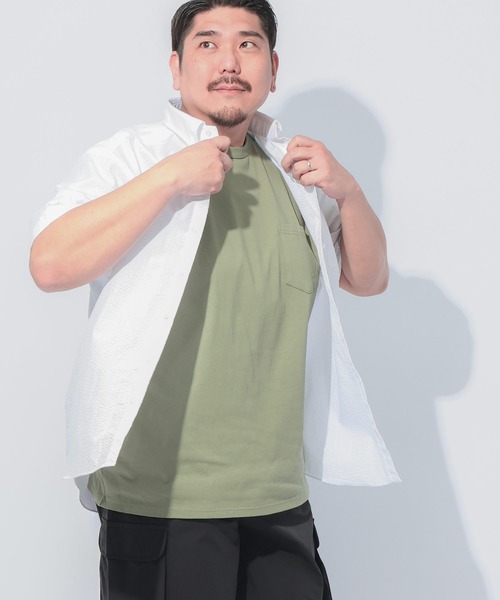 B&T CLUB(ビーティークラブ)の「B&T CLUB (ビーアンドティークラブ) COOLMAX シアサッカー 無地 ボタンダウン 半袖 シャツ(シャツ/ブラウス・メンズ・サックスブルー/ネイビー/ホワイト/ブルーグレー・X1(3L~4L)/X2(4L~5L)/X3(6L~7L)/X4(8L~9L)/X5(9L~10L))」の7枚目の写真