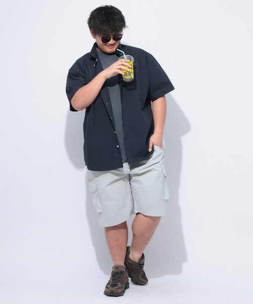 B&T CLUB(ビーティークラブ)の「B&T CLUB (ビーアンドティークラブ) COOLMAX シアサッカー 無地 ボタンダウン 半袖 シャツ(シャツ/ブラウス・メンズ・サックスブルー/ネイビー/ホワイト/ブルーグレー・X1(3L~4L)/X2(4L~5L)/X3(6L~7L)/X4(8L~9L)/X5(9L~10L))」の14枚目の写真