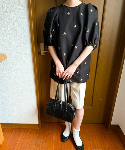 【極美品】セシリーバンセン　パフスリーブ　刺繍カラー　ブラウス　シルク　黒 2025年最新】CECILIE BAHNSEN セシリー ブラウスの人気アイテム