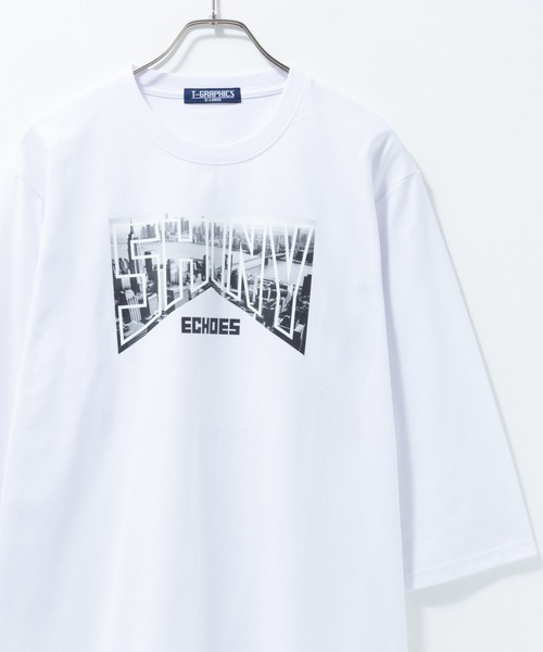 Mac-House（マックハウス）の「T-GRAPHICS 7分袖Ｔシャツ（Tシャツ/カットソー・メンズ・ホワイト/ライトグレー/ブラック/グレイッシュベージュ/グレー・S/M/L/XL）」の2枚目の写真