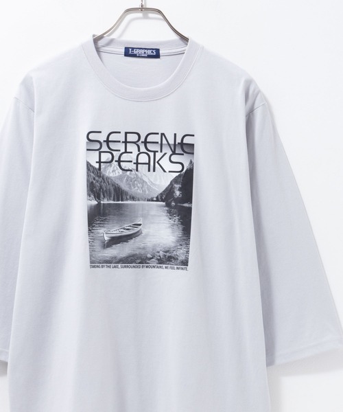 Mac-House（マックハウス）の「T-GRAPHICS 7分袖Ｔシャツ（Tシャツ/カットソー・メンズ・ホワイト/ライトグレー/ブラック/グレイッシュベージュ/グレー・S/M/L/XL）」の3枚目の写真