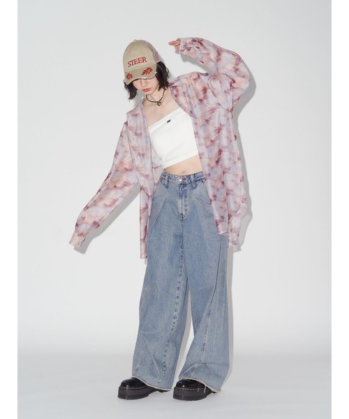 jouetie（ジュエティ）の「パターンシアールーズシャツ（シャツ/ブラウス・レディース・ブルー/ベージュ/ブラウン・MEDIUM）」の6枚目の写真