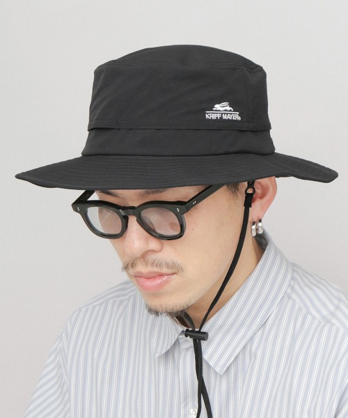 KRIFF MAYER（クリフメイヤー）の「撥水加工 リップストップナイロン アドベンチャーハット 吸汗速乾スベリ使用（ハット・メンズ・ブラック・FREE）」の4枚目の写真
