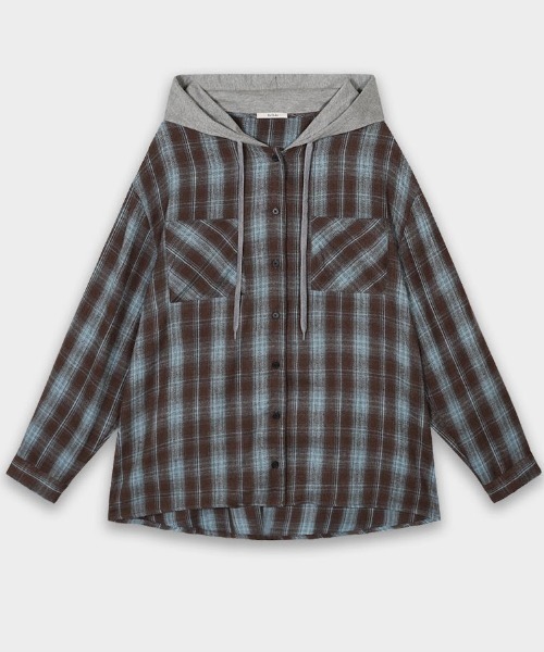 BEIDELLI（ベイデリー）の「[BELLIDE MADE] エアプランジュリーフードチェックシャツ（シャツ/ブラウス・レディース・ブラック/ブラウン/ネイビー・FREE）」の18枚目の写真