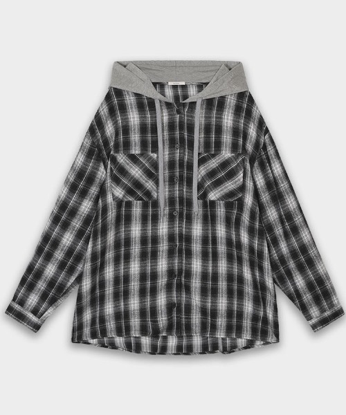 BEIDELLI（ベイデリー）の「[BELLIDE MADE] エアプランジュリーフードチェックシャツ（シャツ/ブラウス・レディース・ブラック/ブラウン/ネイビー・FREE）」の17枚目の写真