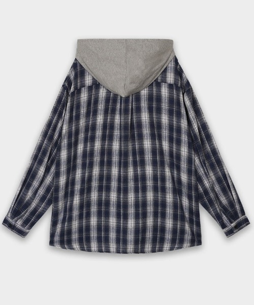 BEIDELLI（ベイデリー）の「[BELLIDE MADE] エアプランジュリーフードチェックシャツ（シャツ/ブラウス・レディース・ブラック/ブラウン/ネイビー・FREE）」の15枚目の写真