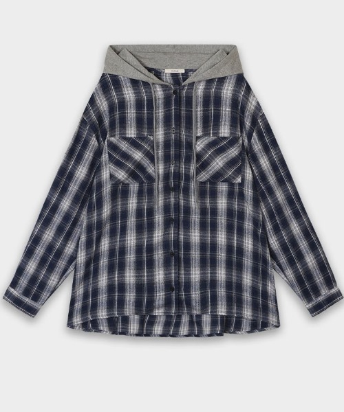 BEIDELLI（ベイデリー）の「[BELLIDE MADE] エアプランジュリーフードチェックシャツ（シャツ/ブラウス・レディース・ブラック/ブラウン/ネイビー・FREE）」の16枚目の写真