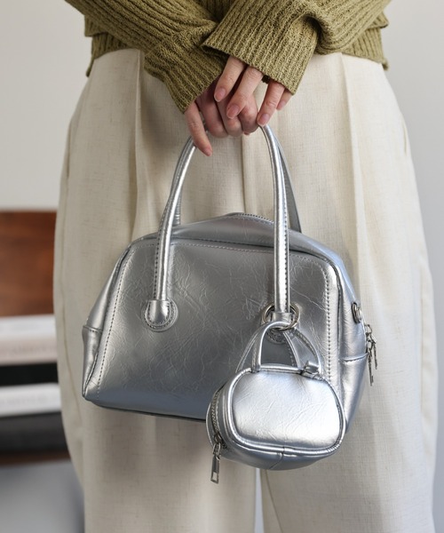 ap retro(アプレトロ)の「ミニBAG付ハンドバッグ / ショルダーバッグ(ハンドバッグ・レディース・シルバー/ライトベージュ/ブラック・FREE)」の8枚目の写真